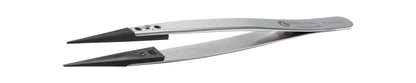 Ideal-tek ESD Plastic Tip Tweezers – Style 3 – Carbon Fiber Tips A2CF – 130mm (5.1″) – Swiss Made