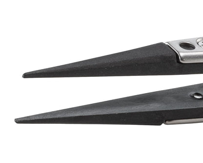 Ideal-tek ESD Plastic Tip Tweezers – Style 3 – Carbon Fiber Tips A3CF – 115mm (4.5″) – Swiss Made