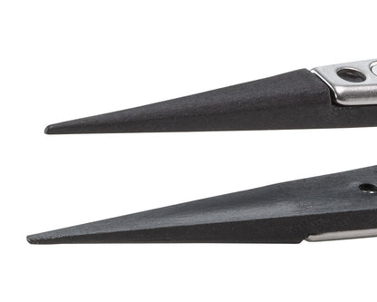 Ideal-tek ESD Plastic Tip Tweezers – Style 3 – Carbon Fiber Tips A3CF – 130mm (5.1″) – Swiss Made