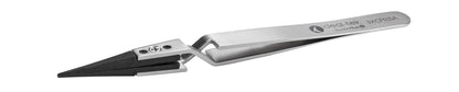 Ideal-tek ESD Plastic Tip Tweezers – Style 3 – Carbon Fiber Tips A3CF – 130mm (5.1″) – Swiss Made