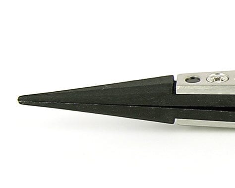 Ideal-tek ESD Plastic Tip Tweezers – Style 3 – Carbon Fiber Tips A3CF – 130mm (5.1″) – Swiss Made