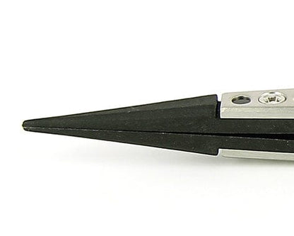 Ideal-tek ESD Plastic Tip Tweezers – Style 3 – Carbon Fiber Tips A3CF – 130mm (5.1″) – Swiss Made