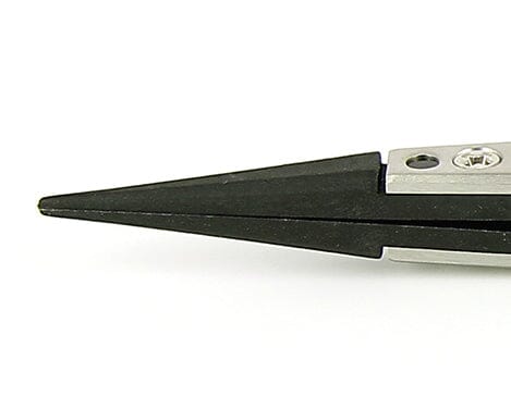 Ideal-tek ESD Plastic Tip Tweezers – Style 3 – PEEK Tips A3CP – 130mm (5.1″) – Swiss Made