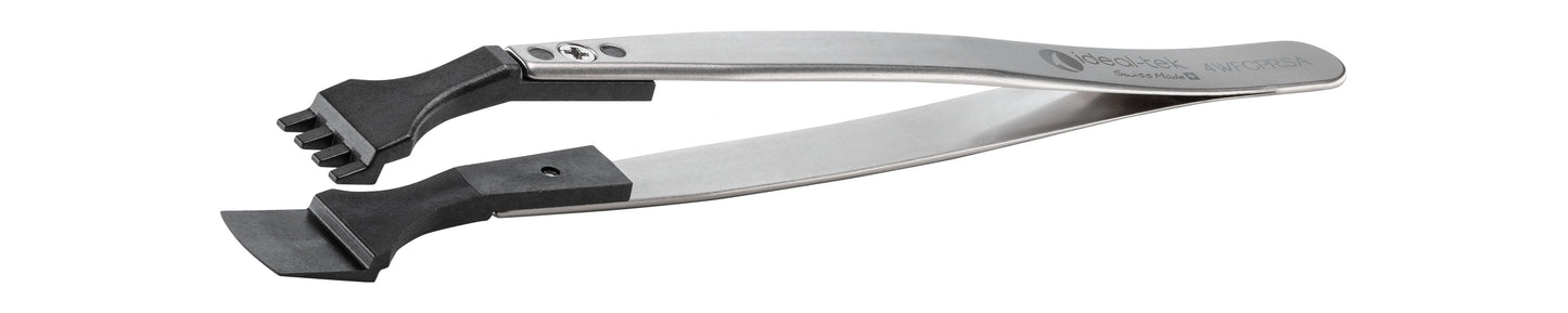 Ideal-tek ESD Plastic Tip Tweezers – Style 4WF – PEEK Tips A4WFCP@ – 130mm (5.1″) – Swiss Made