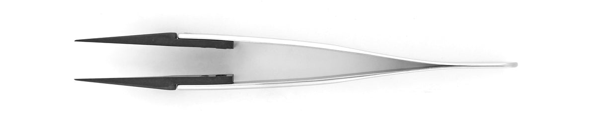 Ideal-tek ESD Plastic Tip Tweezers – Style 5 – Carbon Fiber Tips A5CF – 115mm (4.5″) – Swiss Made