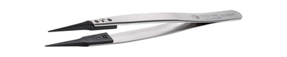 Ideal-tek ESD Plastic Tip Tweezers – Style 5 – Carbon Fiber Tips A5CF – 130mm (5.1″) – Swiss Made