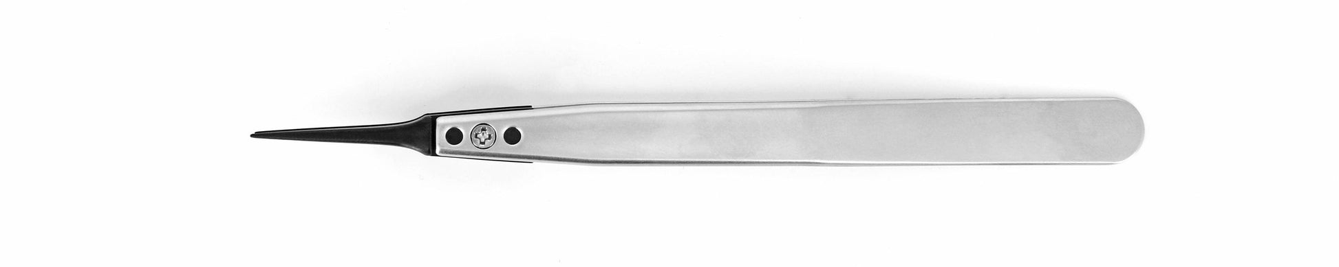 Ideal-tek ESD Plastic Tip Tweezers – Style 5 – PEEK Tips A5CP – 130mm (5.1″) – Swiss Made