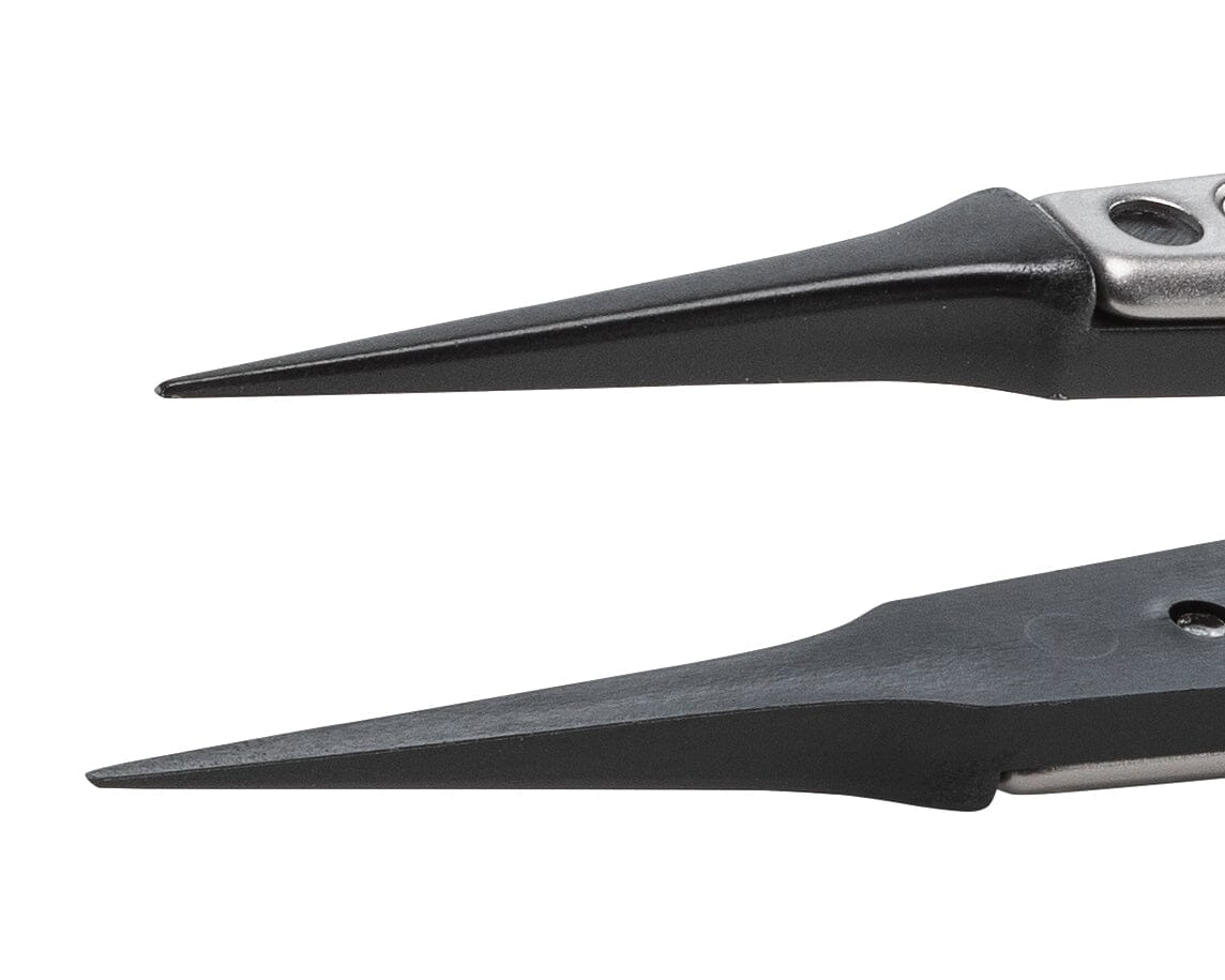 Ideal-tek ESD Plastic Tip Tweezers – Style 5 – PEEK Tips A5CP – 130mm (5.1″) – Swiss Made