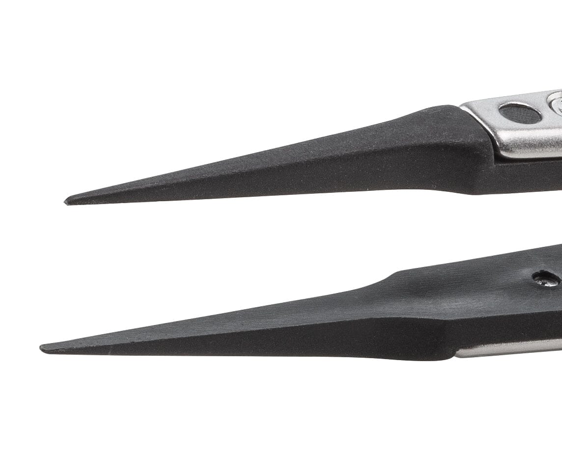 Ideal-tek ESD Plastic Tip Tweezers – Style 5 – PVDF Tips A5SV – 130mm (5.1″) – Swiss Made