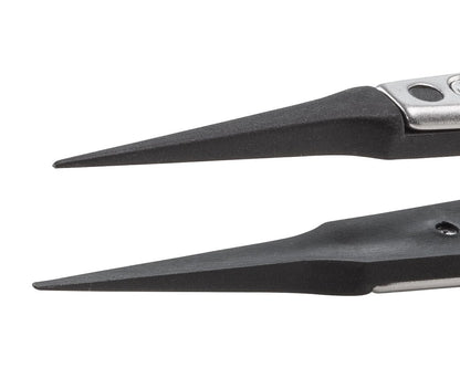 Ideal-tek ESD Plastic Tip Tweezers – Style 5 – PVDF Tips A5SV – 130mm (5.1″) – Swiss Made