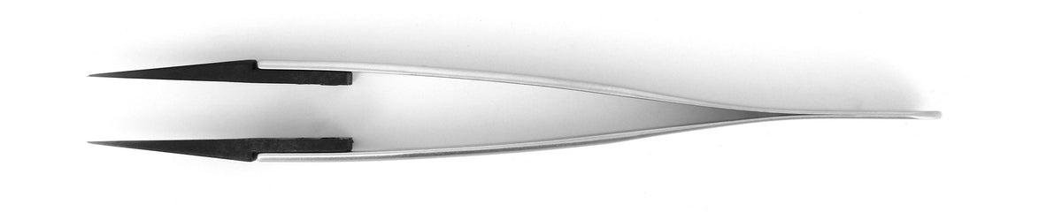 Ideal-tek ESD Plastic Tip Tweezers – Style 5UF – Carbon Fiber Tips A5UFCF – 130mm (5.1″) – Swiss Made
