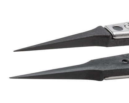 Ideal-tek ESD Plastic Tip Tweezers – Style 5UF – Carbon Fiber Tips A5UFCF – 130mm (5.1″) – Swiss Made