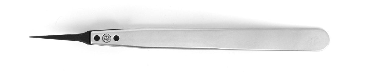 Ideal-tek ESD Plastic Tip Tweezers – Style 5UF – Carbon Fiber Tips A5UFCF – 130mm (5.1″) – Swiss Made