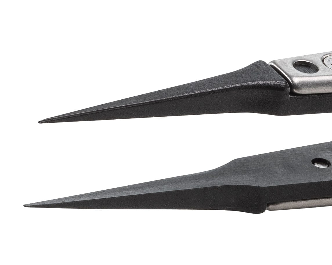 Ideal-tek ESD Plastic Tip Tweezers – Style 5UF – PEEK Tips A5UFCP – 130mm (5.1″) – Swiss Made