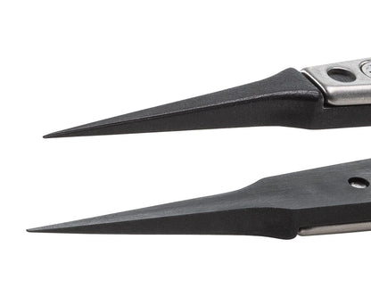 Ideal-tek ESD Plastic Tip Tweezers – Style 5UF – PEEK Tips A5UFCP – 130mm (5.1″) – Swiss Made