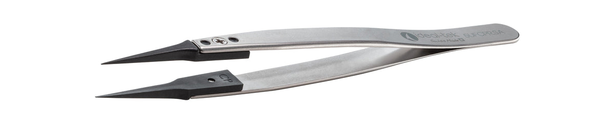 Ideal-tek ESD Plastic Tip Tweezers – Style 5UF – PEEK Tips A5UFCP – 130mm (5.1″) – Swiss Made
