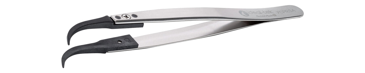 Ideal-tek ESD Plastic Tip Tweezers – Style 7 – PEEK Tips A7CP – 130mm (5.1″) – Swiss Made