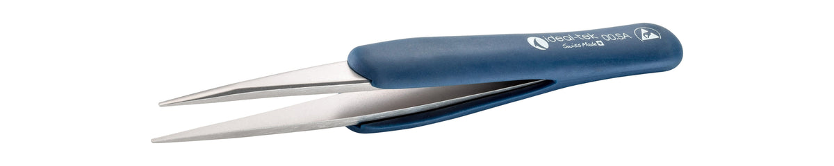 Ideal-tek ESD Rubber Tweezers – Style 00 – Anti-Acid / Anti-Magnetic Stainless Steel – 125mm (4.9″) – Swiss Made