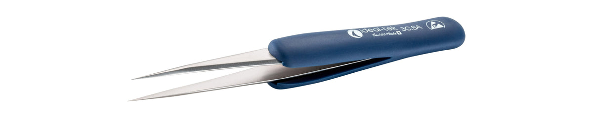 Ideal-tek ESD Rubber Tweezers – Style 3 – Anti-Acid / Anti-Magnetic Stainless Steel – 115mm (4.5″) – Swiss Made