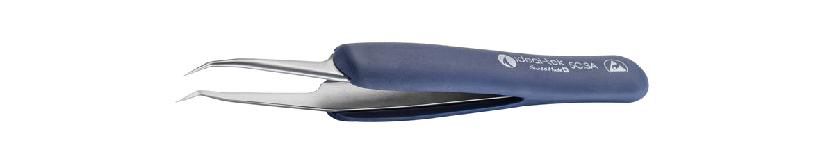 Ideal-tek ESD Rubber Tweezers – Style 5 – Anti-Acid / Anti-Magnetic Stainless Steel – 115mm (4.5″) – Swiss Made