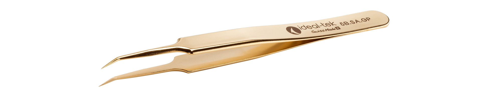 Ideal-tek Gold Plated tweezers – Style 5 – Anti-Acid / Anti-Magnetic Stainless Steel – 110mm (4.3″) – Swiss Made