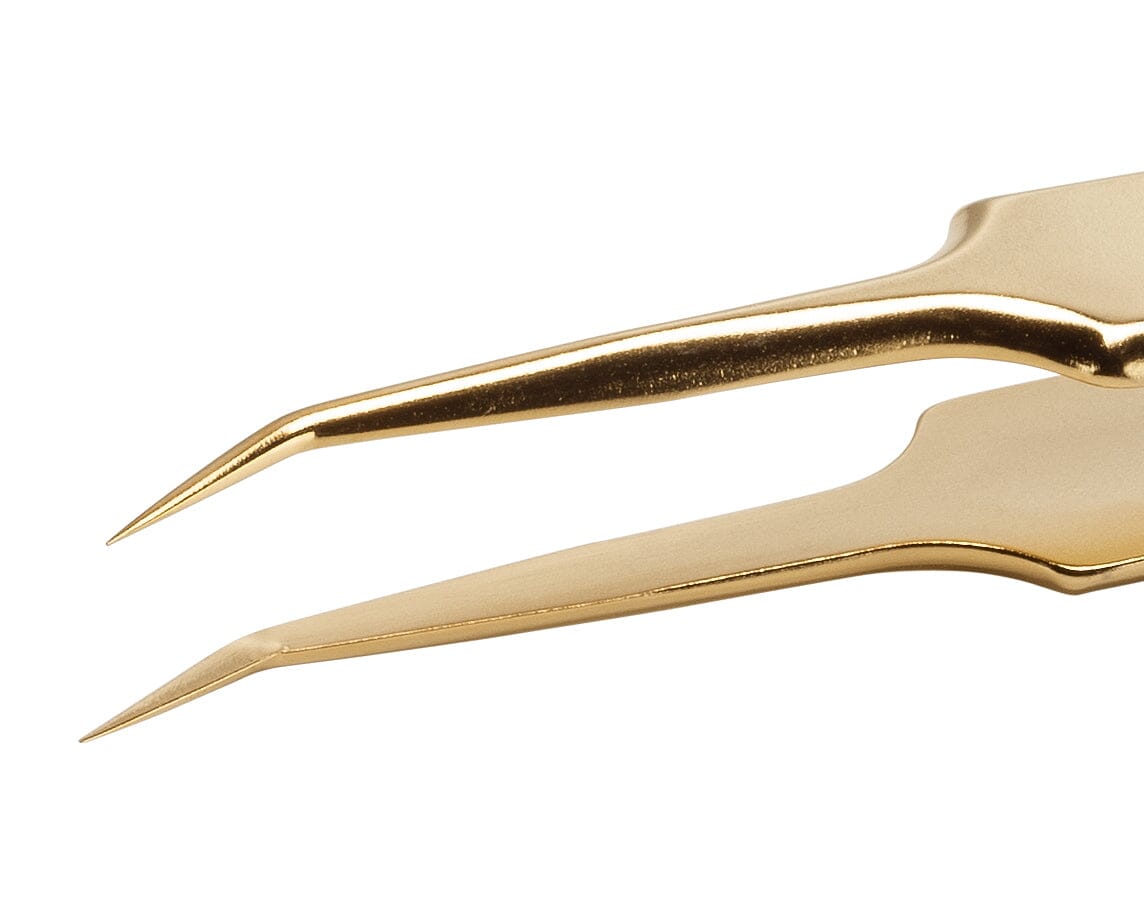 Ideal-tek Gold Plated tweezers – Style 5 – Anti-Acid / Anti-Magnetic Stainless Steel – 110mm (4.3″) – Swiss Made