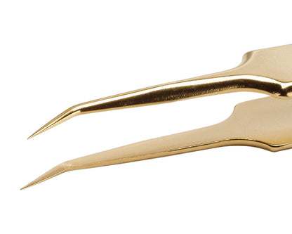 Ideal-tek Gold Plated tweezers – Style 5 – Anti-Acid / Anti-Magnetic Stainless Steel – 110mm (4.3″) – Swiss Made