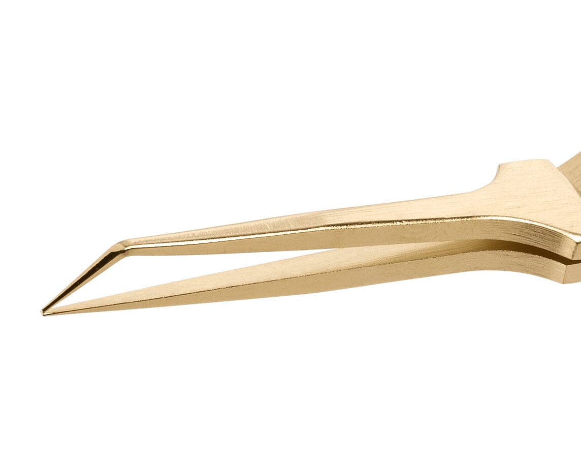 Ideal-tek Gold Plated tweezers – Style 5TTH – Anti-Acid / Anti-Magnetic Stainless Steel – 105mm (4.1″) – Swiss Made