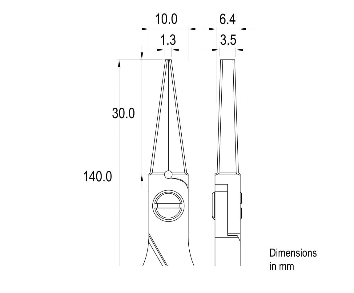 Ideal-tek High Precision Plier – Flat Long Nose – Serrated – 140mm (5.5″) – ESD – Made in Italy