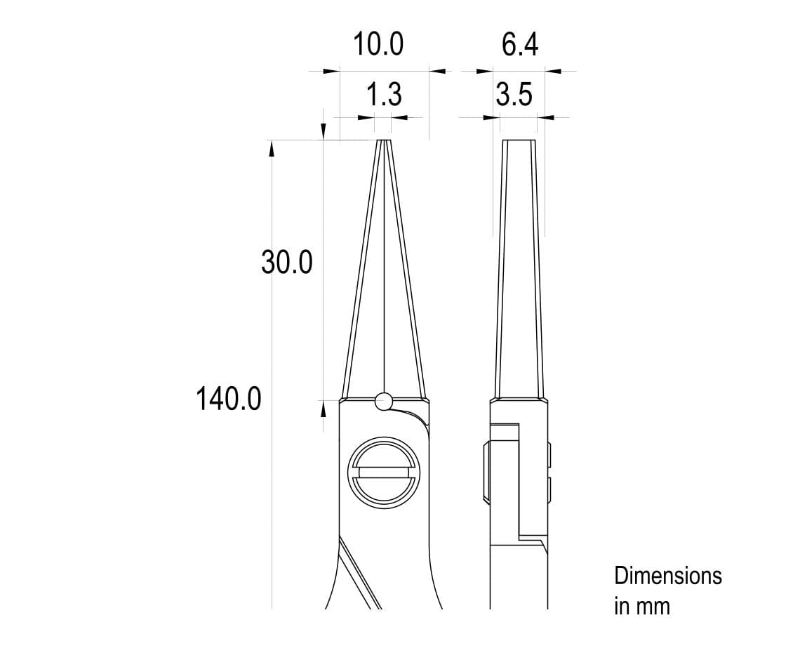 Ideal-tek High Precision Plier – Flat Long Nose – Smooth – 140mm (5.5″) – ESD – Made in Italy