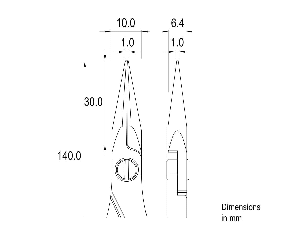 Ideal-tek High Precision Plier – Long Snipe Nose – Smooth – 140mm (5.5″) – ESD – Made in Italy