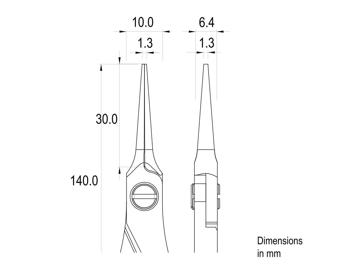 Ideal-tek High Precision Plier – Needle Nose – Smooth – 140mm (5.5″) – ESD – Made in Italy