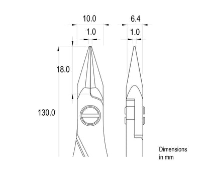 Ideal-tek High Precision Plier – Snipe Nose – Smooth – 130mm (5.1″) – ESD – Made in Italy