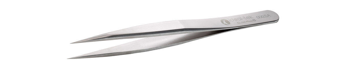 Ideal-tek High Precision Tweezers – Style 000 – Anti-Acid / Anti-Magnetic Stainless Steel – 120mm (4.7″) – Swiss Made
