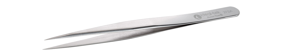 Ideal-tek High Precision Tweezers – Style 27 – Anti-Acid / Anti-Magnetic – Stainless Steel – 135mm (5.3″) – Swiss Made