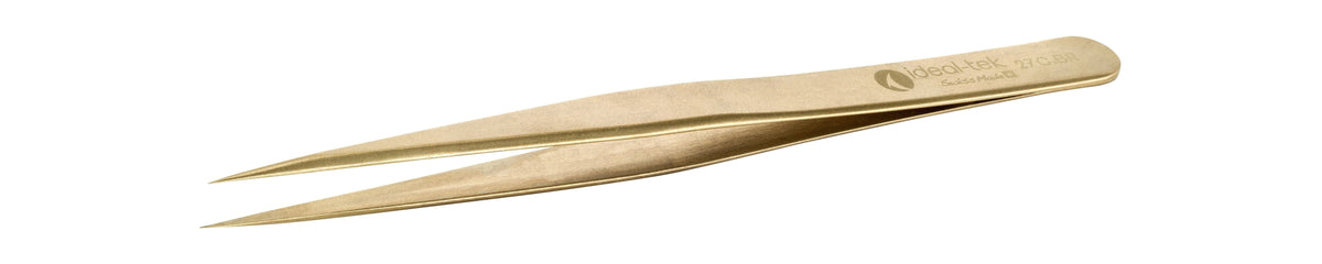 Ideal-tek High Precision Tweezers – Style 27 – Brass – 130mm (5.1″) – Swiss Made