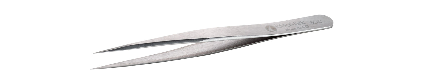 Ideal-tek High Precision Tweezers – Style 3 – Carbon Steel – Fine – 110mm (4.3″) – Swiss Made