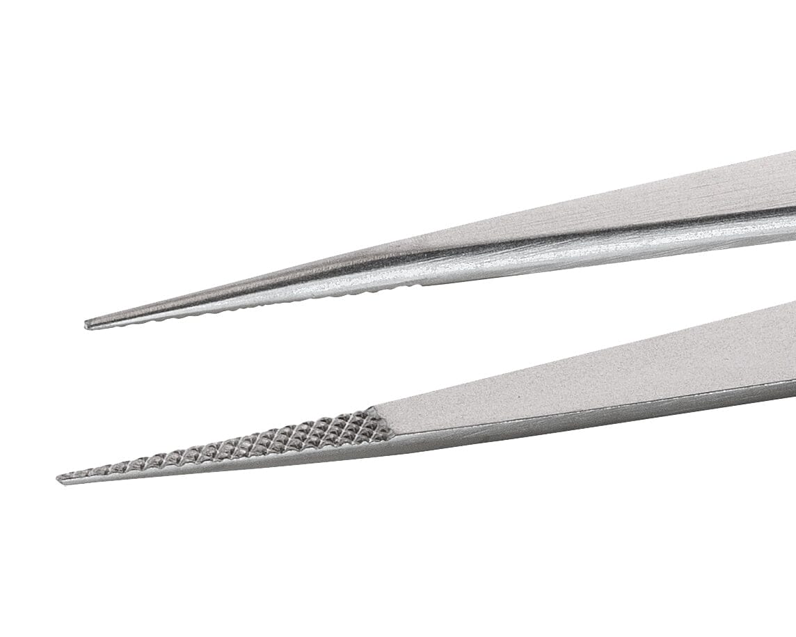 Ideal-tek Industrial Tweezers – Style 119 – Anti-Acid / Anti-Magnetic Stainless Steel – 150mm (5.9″) – Swiss Made