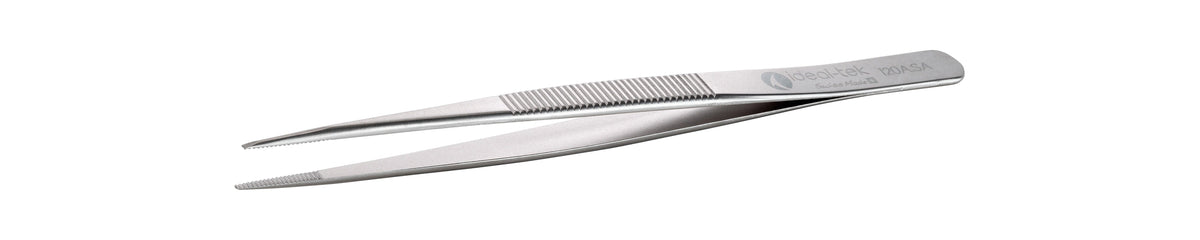Ideal-tek Industrial Tweezers – Style 120 – Anti-Acid / Anti-Magnetic Stainless Steel – 115mm (4.5″) – Swiss Made