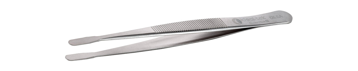 Ideal-tek Industrial tweezers – Style 125 – Anti-Acid / Anti-Magnetic Stainless Steel – 120mm (4.7″) – Swiss Made