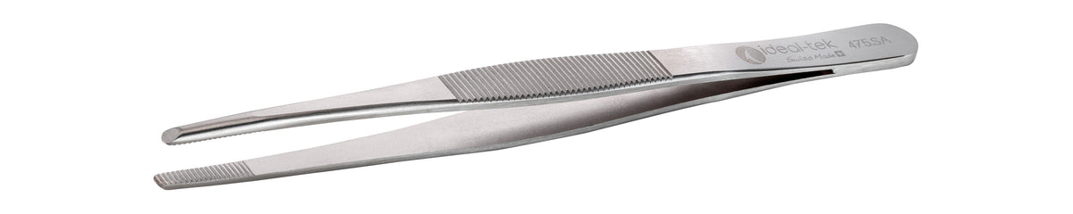 Ideal-tek Industrial Tweezers – Style 475 – Anti-Acid / Anti-Magnetic Stainless Steel – 135mm (5.3″) – Swiss Made
