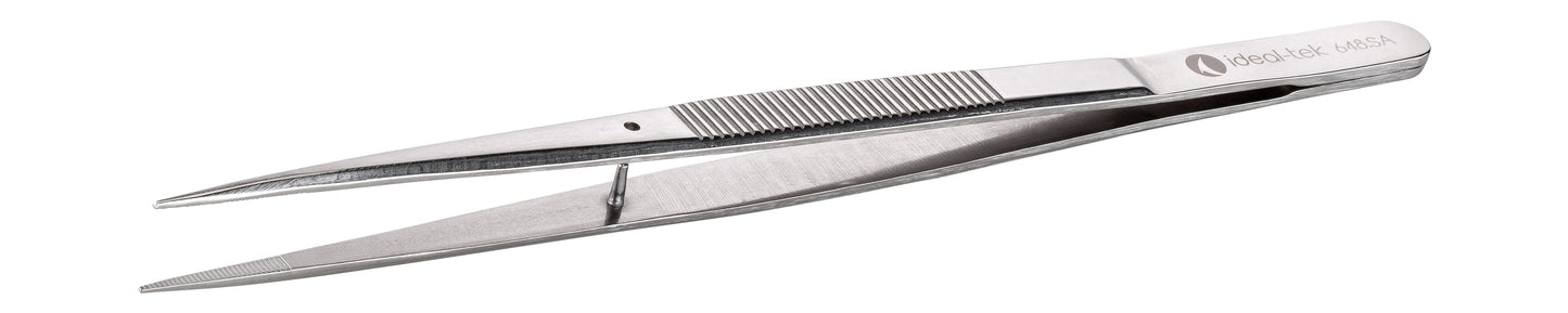 Ideal-tek Industrial Tweezers – Style 648 – Anti-Acid / Anti-Magnetic Stainless Steel – 155mm (6.1″) – Made in Italy