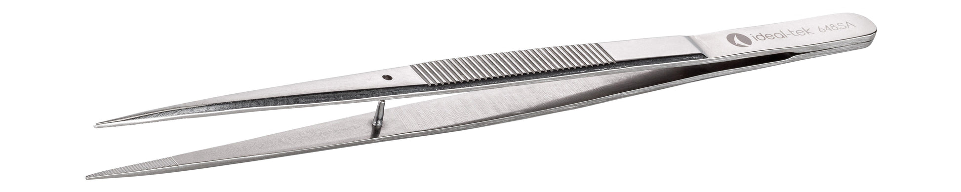 Ideal-tek Industrial Tweezers – Style 648 – Anti-Acid / Anti-Magnetic Stainless Steel – 155mm (6.1″) – Made in Italy