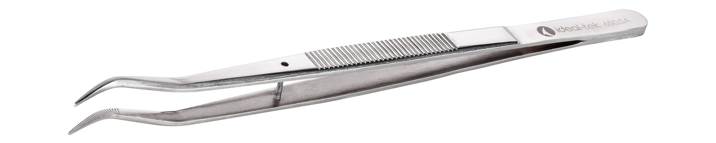 Ideal-tek Industrial tweezers – Style 650 – Anti-Acid / Anti-Magnetic Stainless Steel – 155mm (6.1″) – Made in Italy