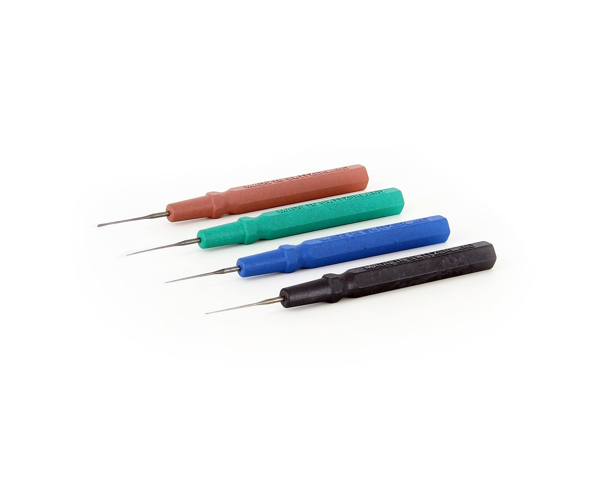 Ideal-tek Micro Spatula Tip Set – 4-pieces – w/Caps – ESD safe – Swiss Made