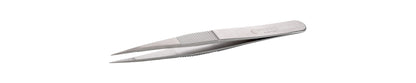 Ideal-tek Mini Tweezers Style M00D – Anti-Acid / Anti-Magnetic Stainless Steel – Straight Fine Sharp Line-Serrated Tips – 90mm (3.5") – Swiss Made
