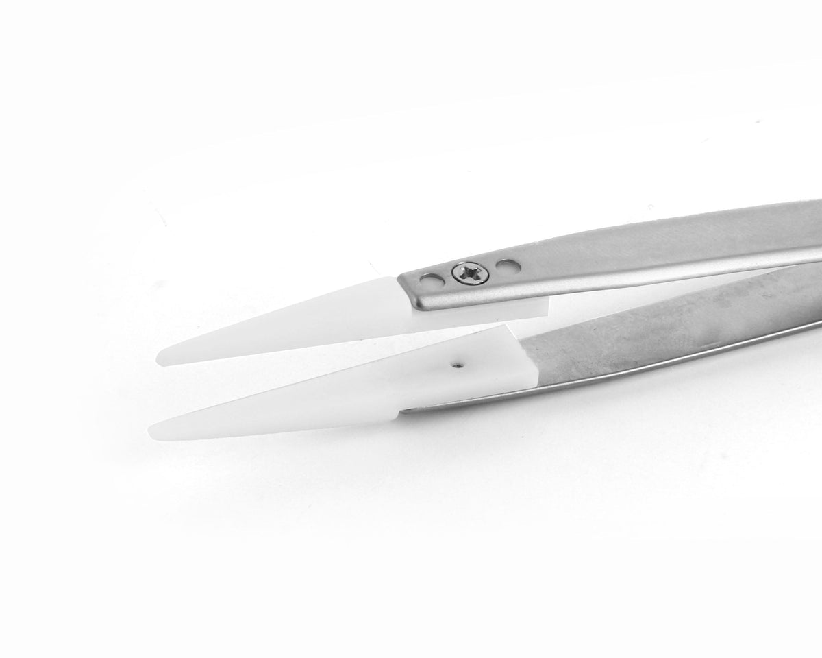 Ideal-tek Plastic Tip Tweezers – Style 249 – Delrin Tips A249DG – 130mm (5.1″) – Swiss Made