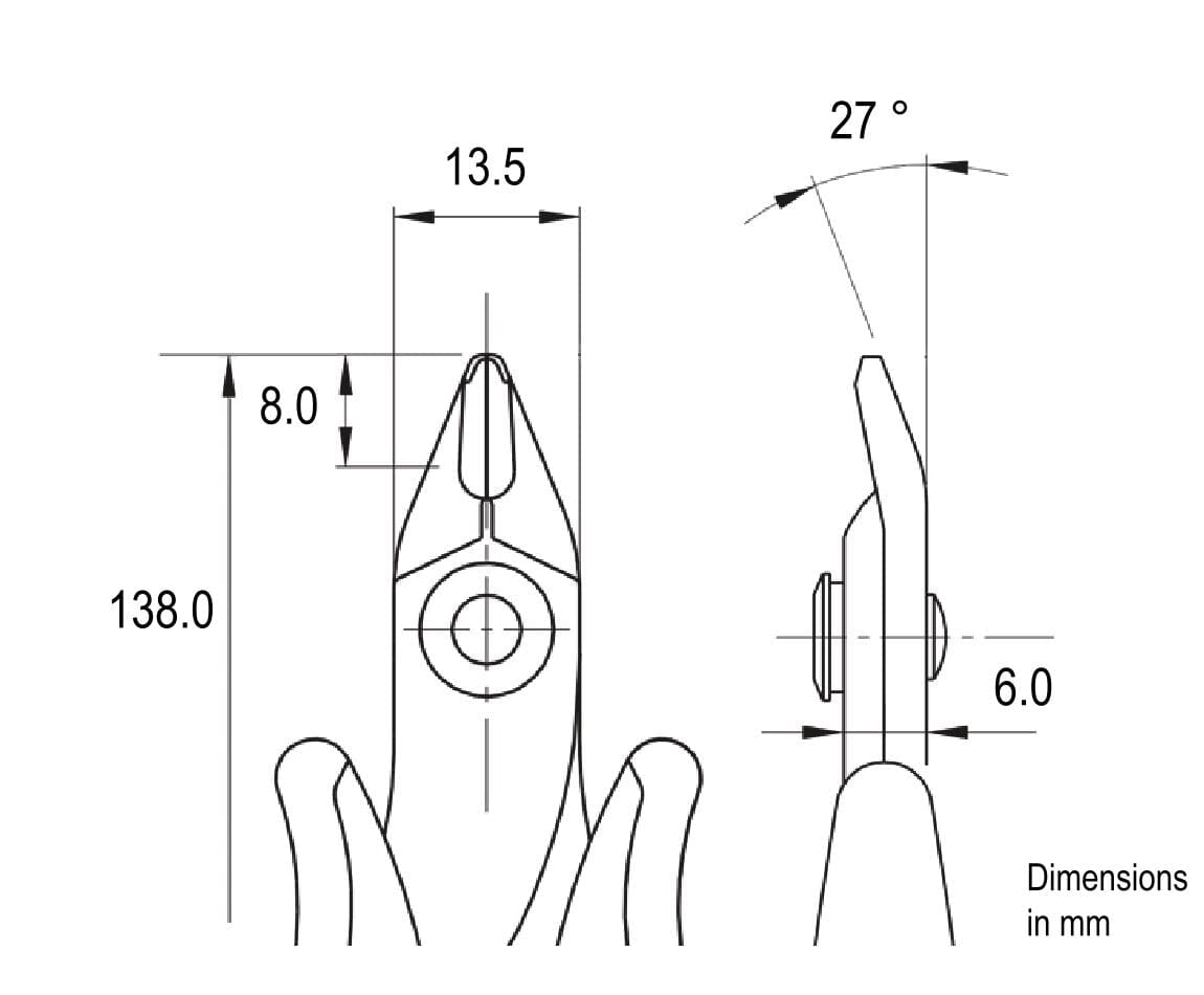 Ideal-tek Tek-Me Cutters – Medium – Semi Flush – 138mm (5.4″) – ESD – Made in Italy