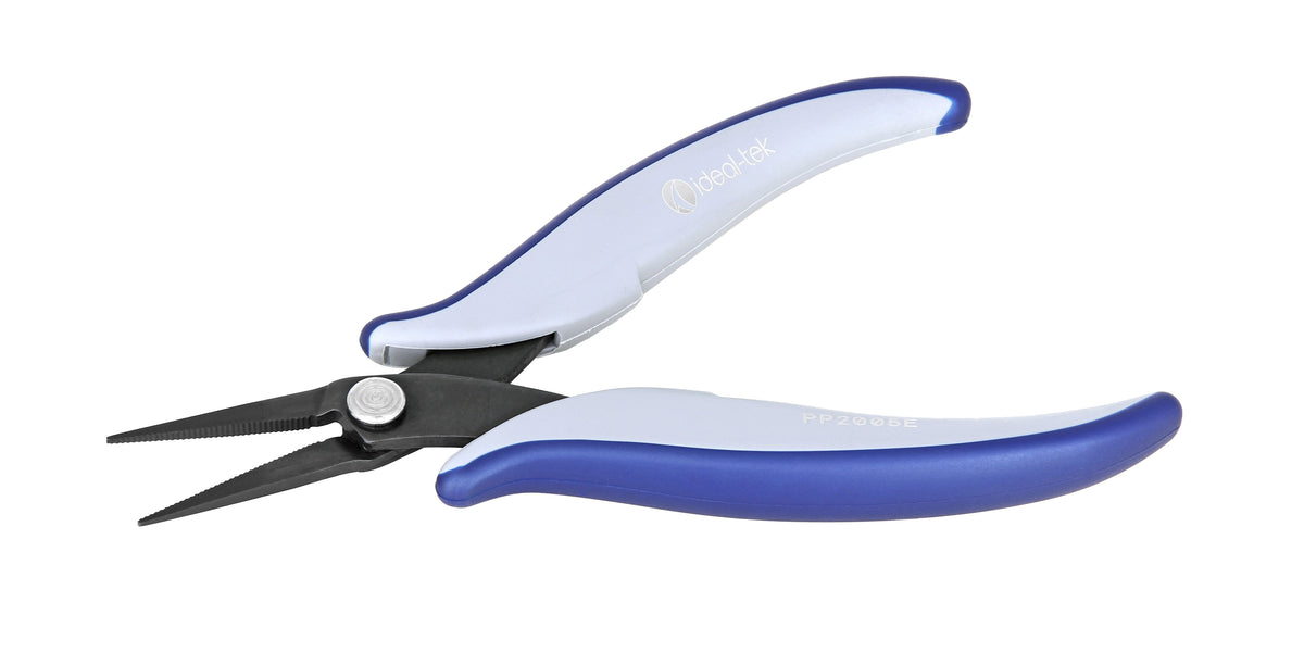 Ideal-tek Tek-Me Pliers – Long Snipe Nose – Serrated – 160mm (6.3″) – ESD – Made in Italy