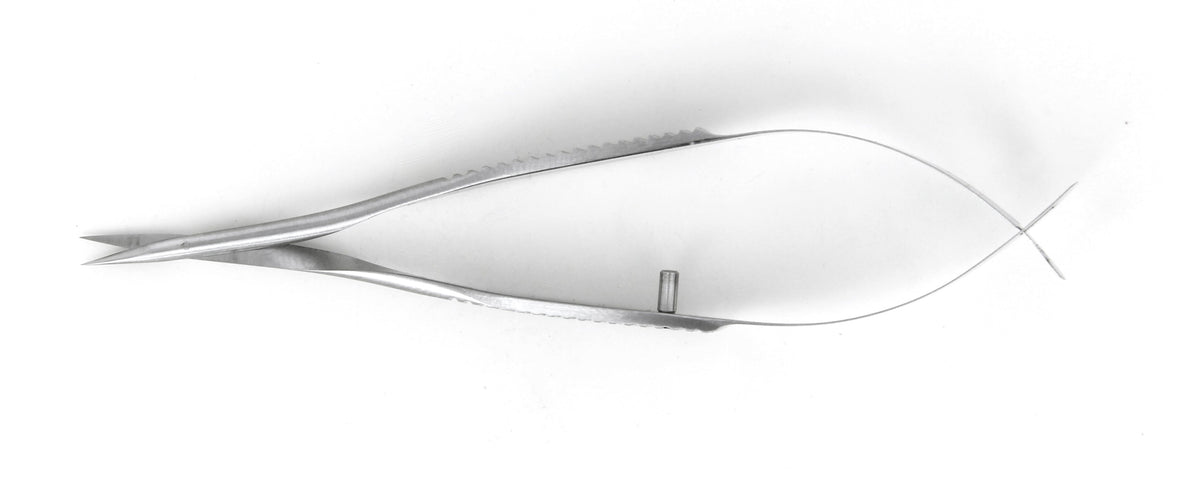 Ideal-tek Vannas Micro Scissors – Stainless Steel – Curved – OAL 85mm (3.4″) – Made in Germany